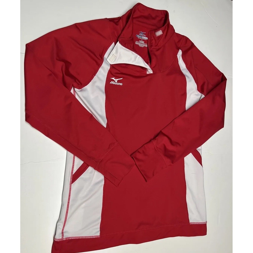 Mizuno Drylite Drive 1/2 Zip Pullover Jacket Women's SZ Medium Red‎ & White